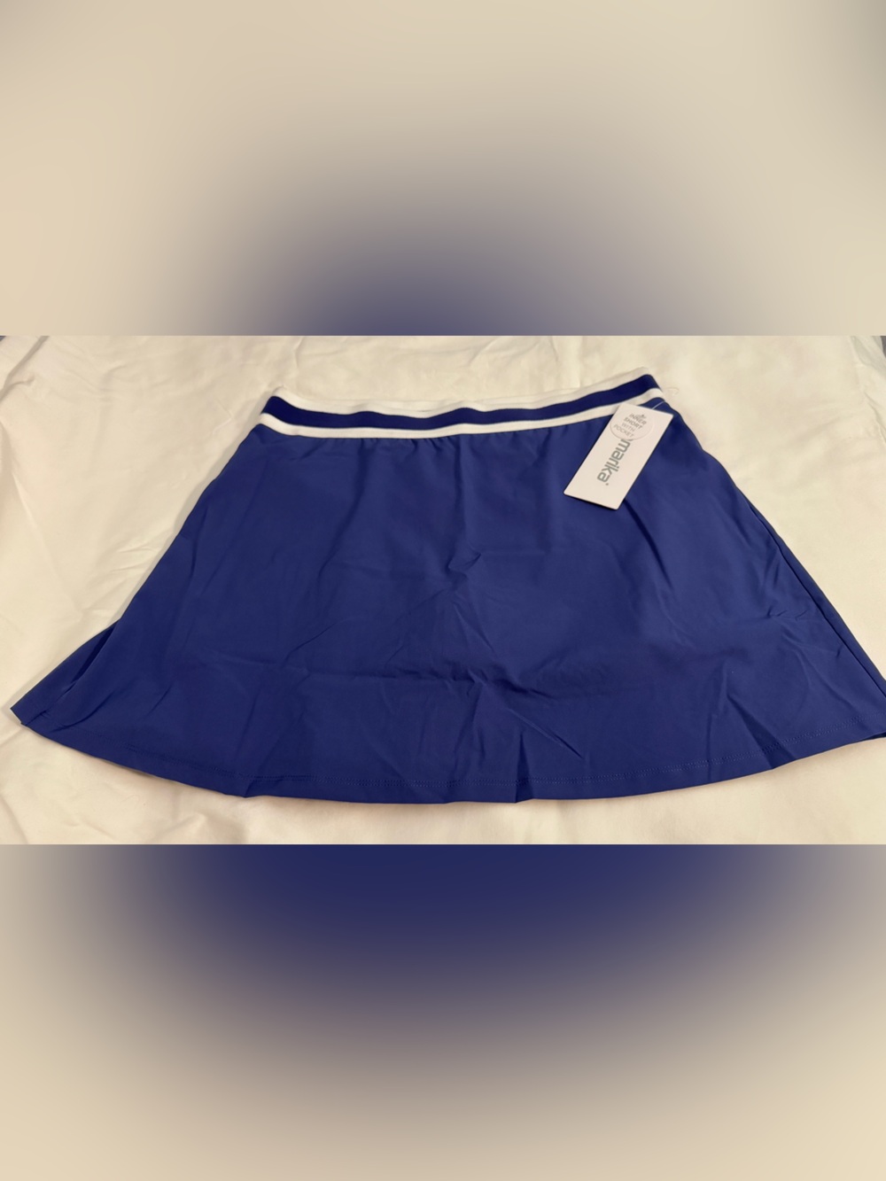 Marika Royal Blue Circle Skirt with White Waistband